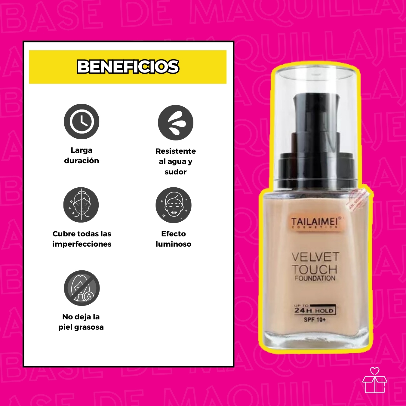 Base De Maquillaje Tailaimei Velvet Touch Alta Cobertura Tono 105.