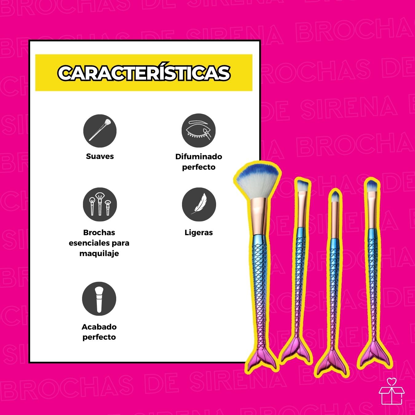 Brochas Sirena Maquillaje De 4pz Rostro Tornasol.