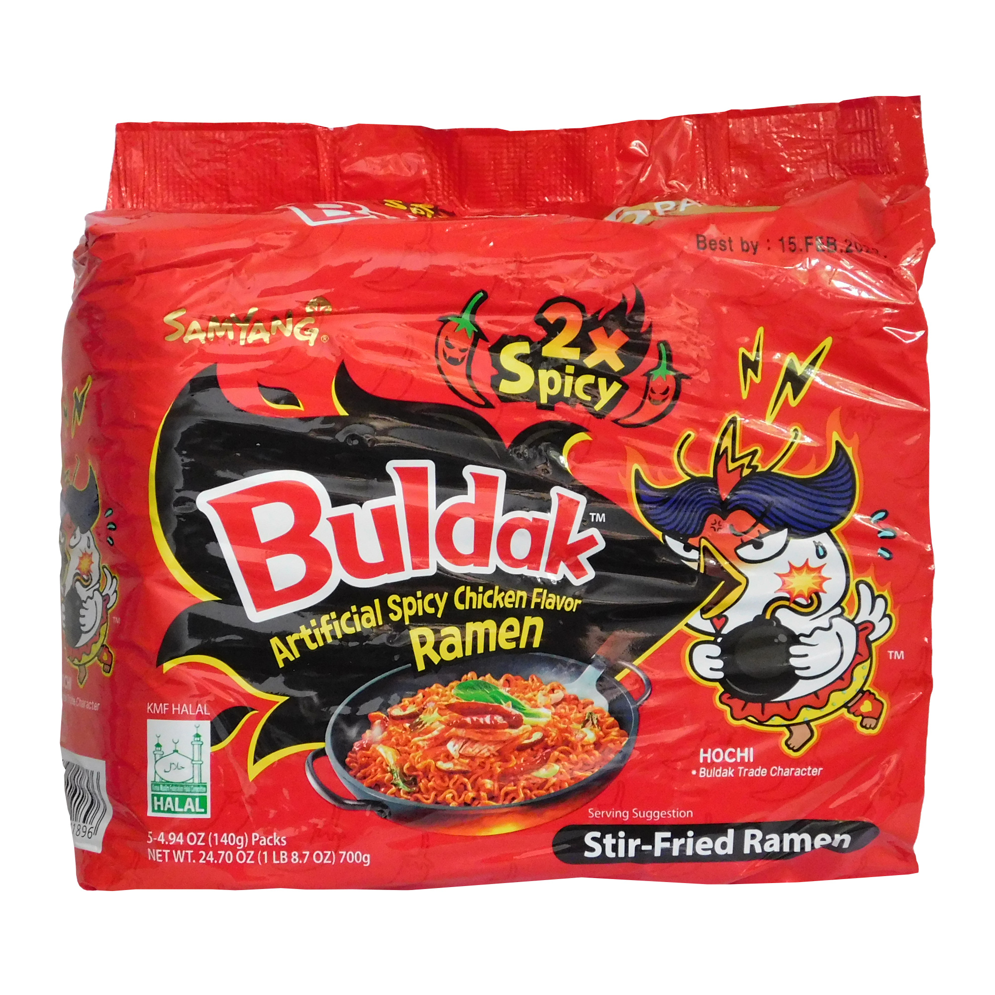 Sopa Instantánea Ramen Coreana Doble Picante Buldak 5 pzs