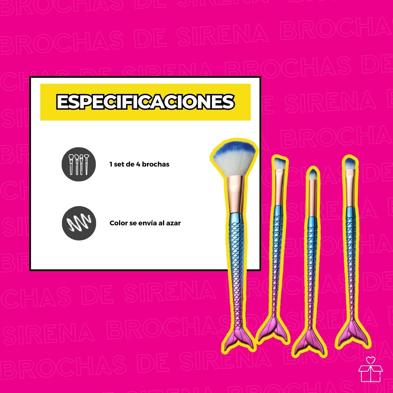 Brochas Sirena Maquillaje De 4pz Rostro Tornasol.