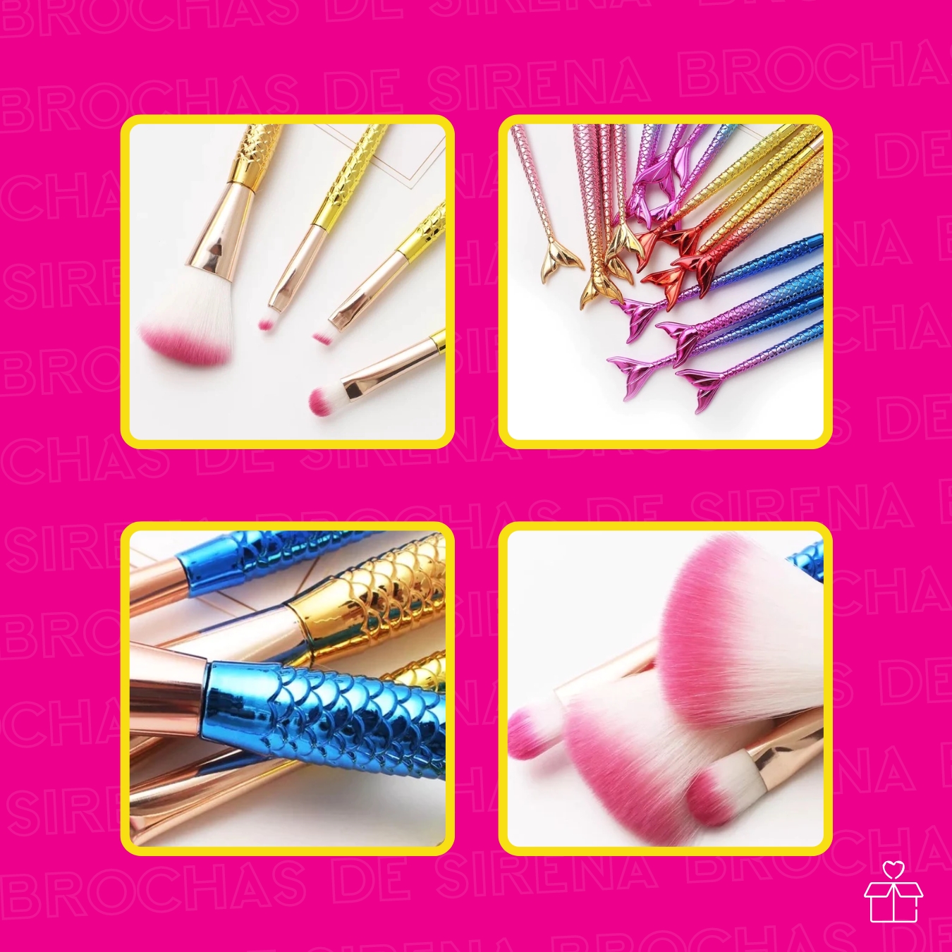 Brochas Sirena Maquillaje De 4pz Rostro Tornasol.