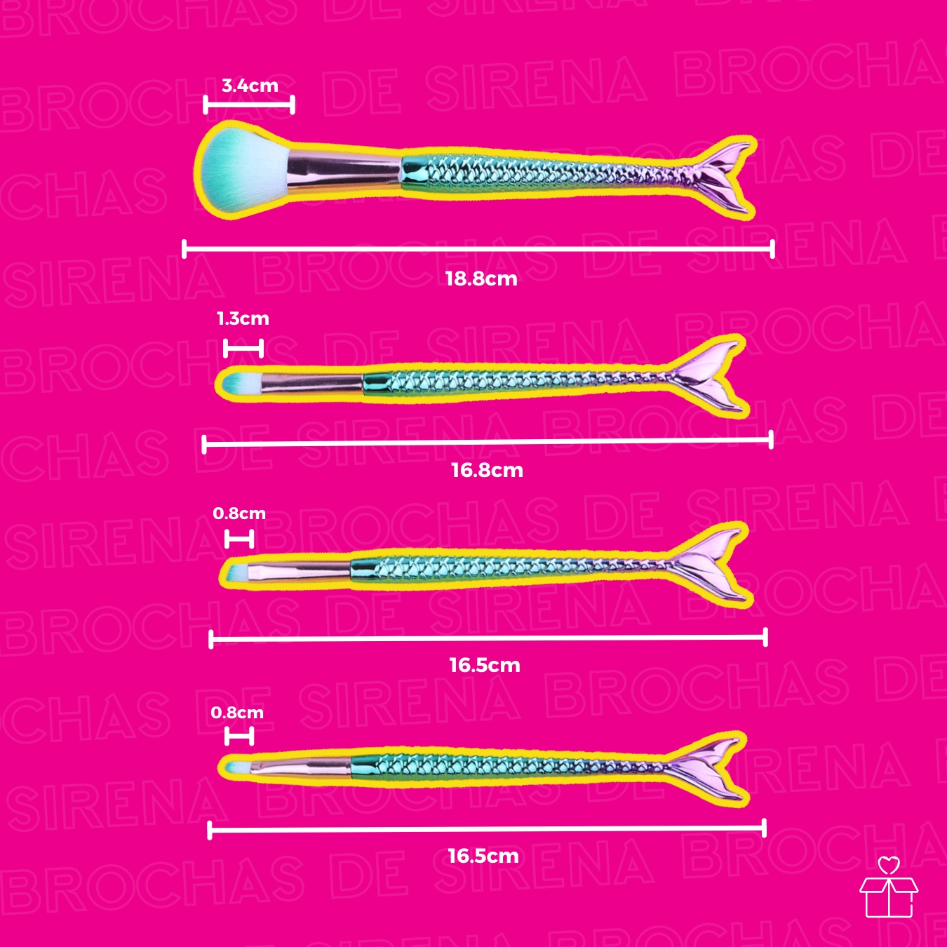 Brochas Sirena Maquillaje De 4pz Rostro Tornasol.