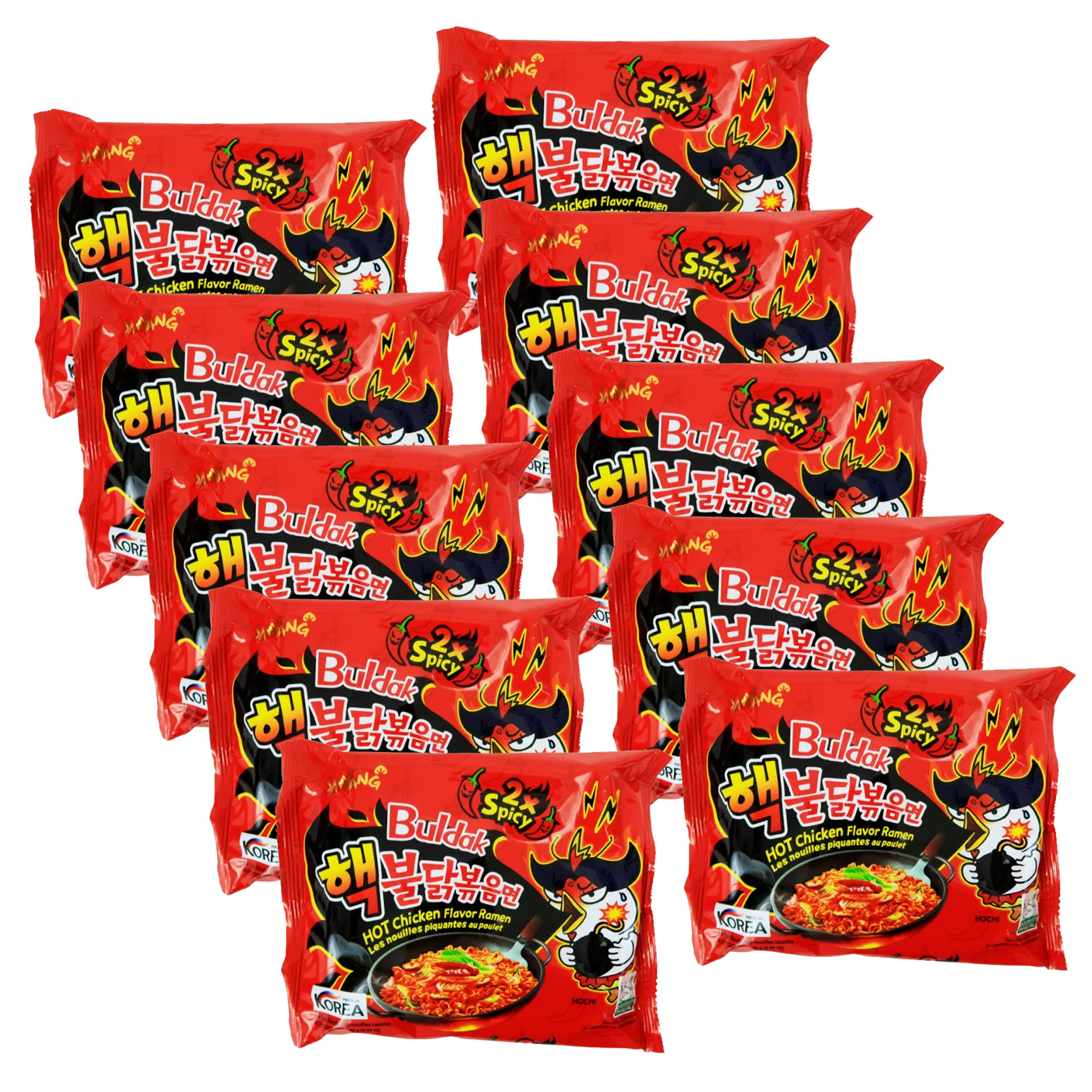 Sopa Instantánea Ramen Coreana Doble Picante Buldak 10 pzs