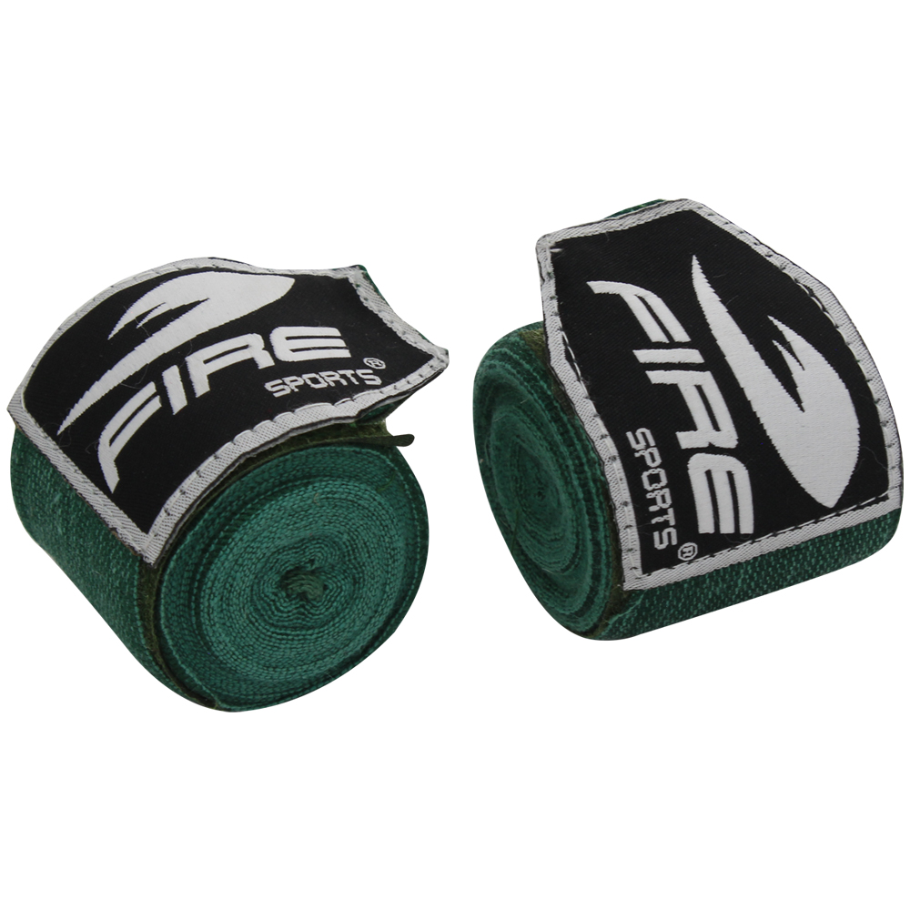 PAR DE VENDAS PROFESIONALES FIRE SPORTS SEMIELASTICAS PARA BOX Y ARTES MARCIALES VERDE 5 METROS .