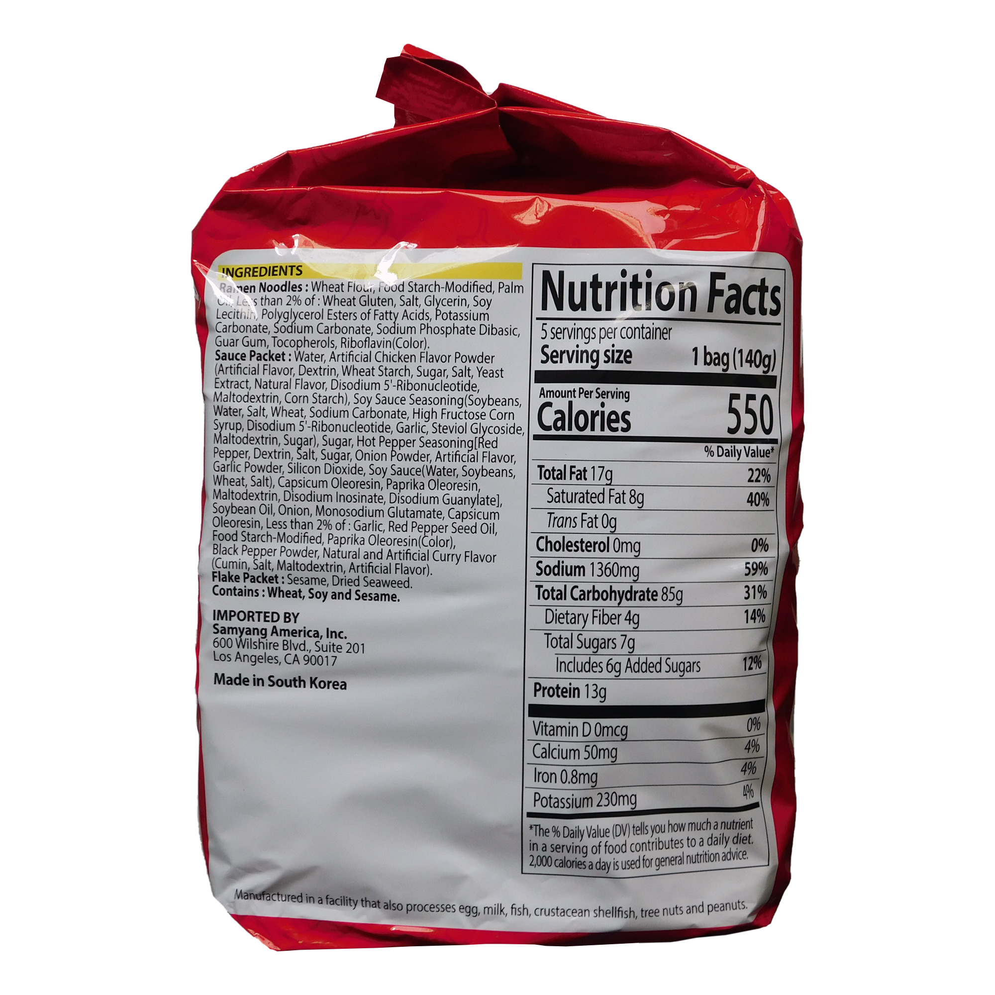 Sopa Instantánea Ramen Coreana Doble Picante Buldak 20 pzs