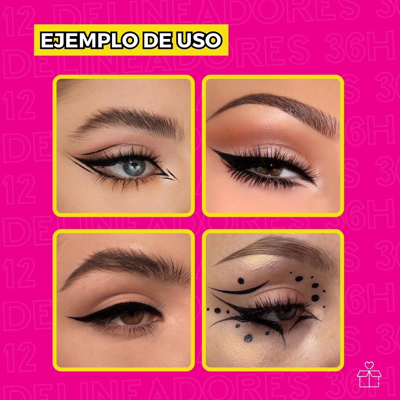 Delineador Tipo Plumon Negro Larga Duracion 36h.