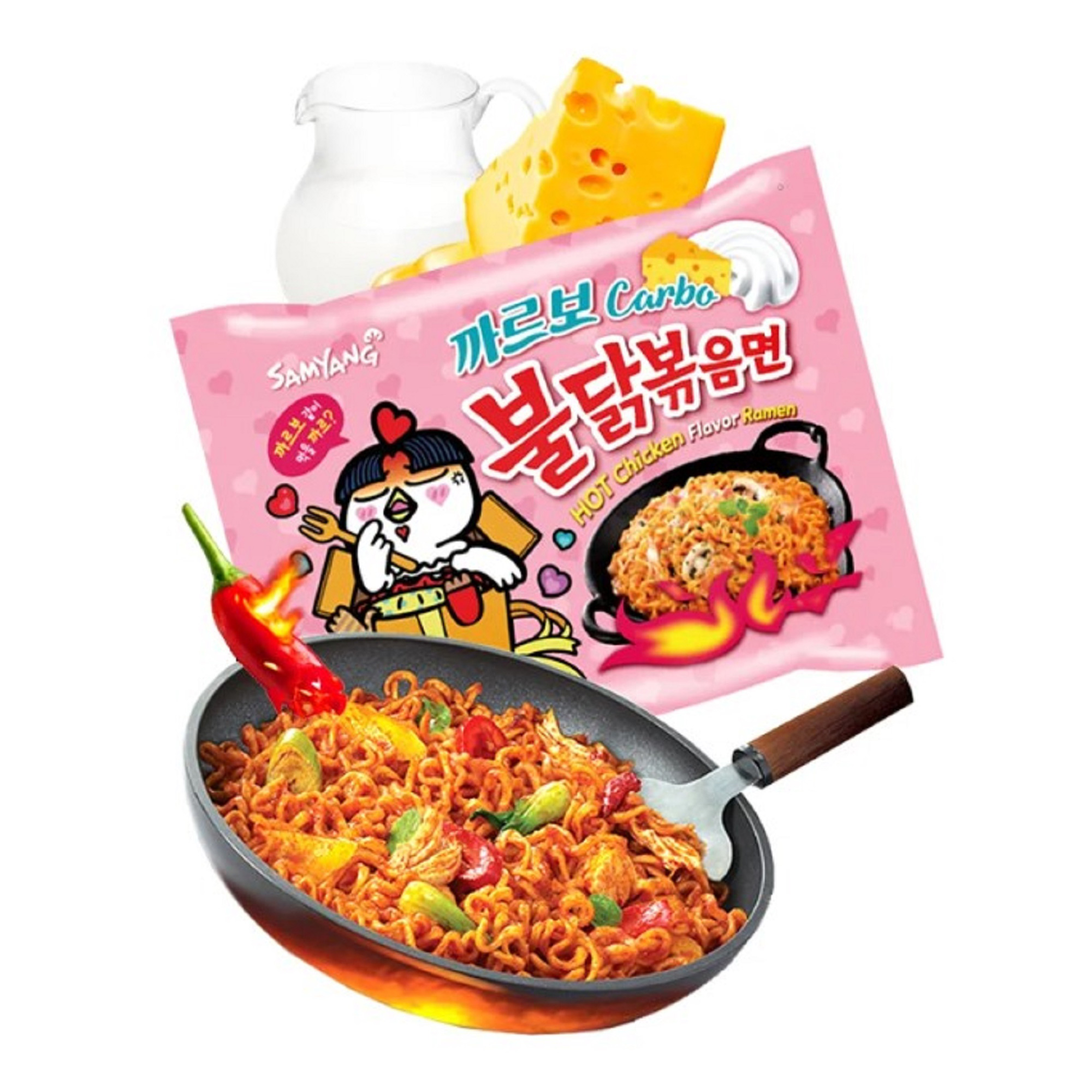 Sopa Instantánea Ramen Coreana Carbonara Picante Buldak 20 pzs