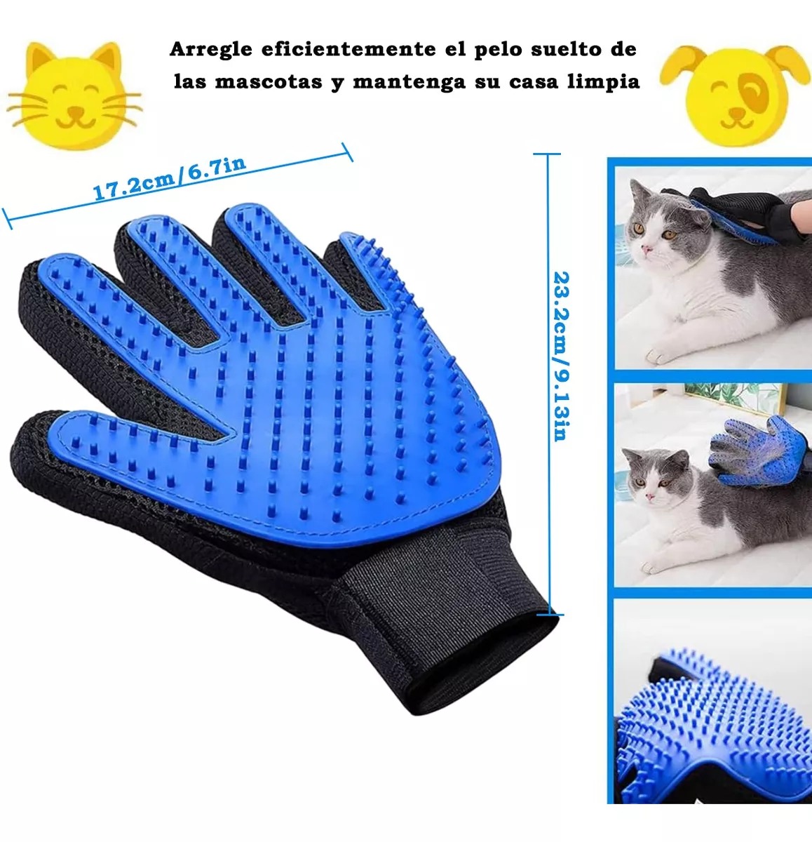 Guante De Aseo Y Muda Para Perros Azul/negro.