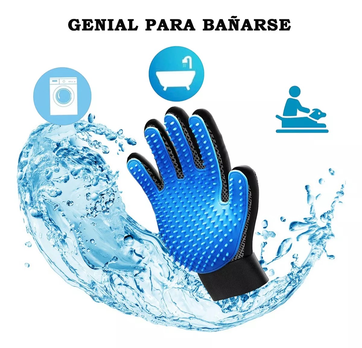 Guante De Aseo Y Muda Para Perros Azul/negro.