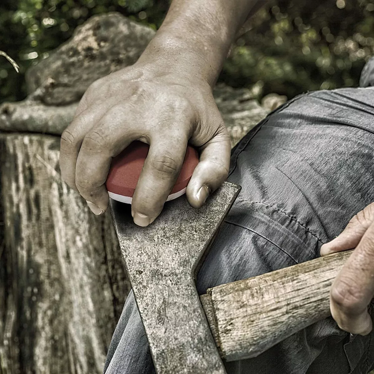 Piedra De Afilar Hacha, Grano 180/320, Con Bolsa Portátil