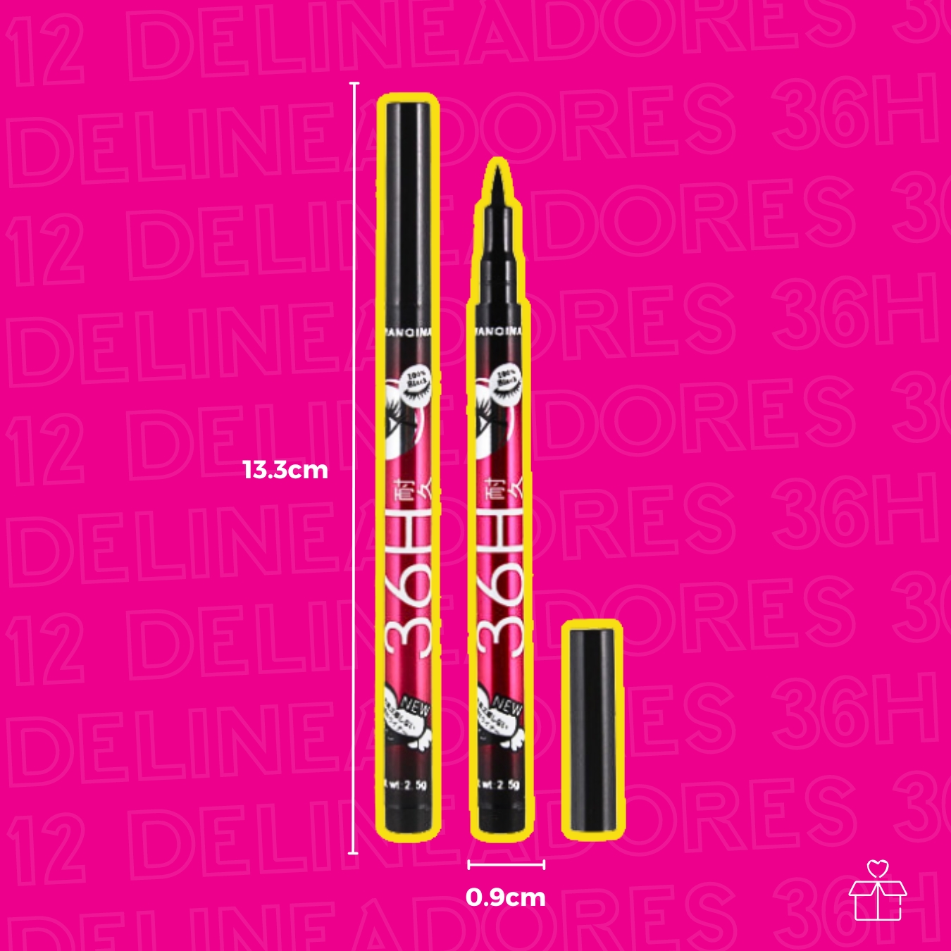 Delineador Tipo Plumon Negro Larga Duracion 36h.