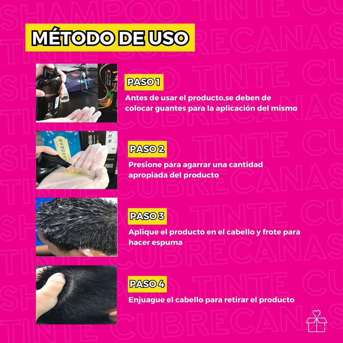 Shampoo Tinte Instantáneo 15 Minutos Cubre Canas Jengibre Castaño.