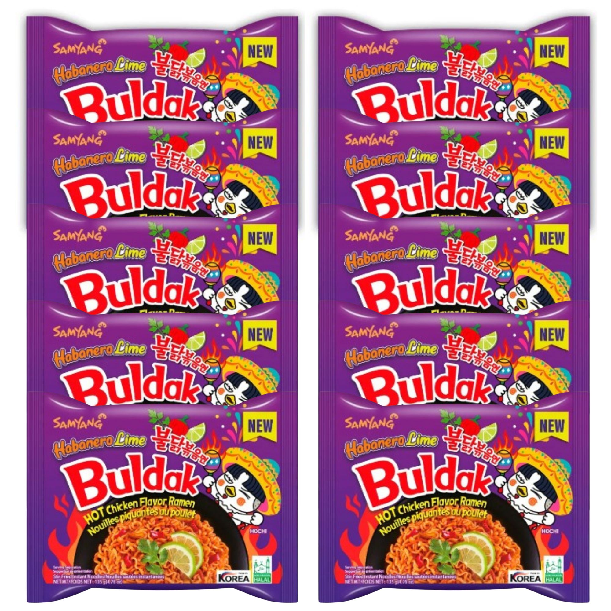 Sopa Instantánea Ramen Coreana Habanero Buldak 10 Piezas