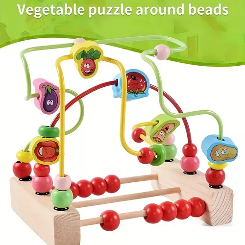 Laberinto Didáctico De Madera Juego De Destreza Pulsómetro cuentas de frutas y verduras