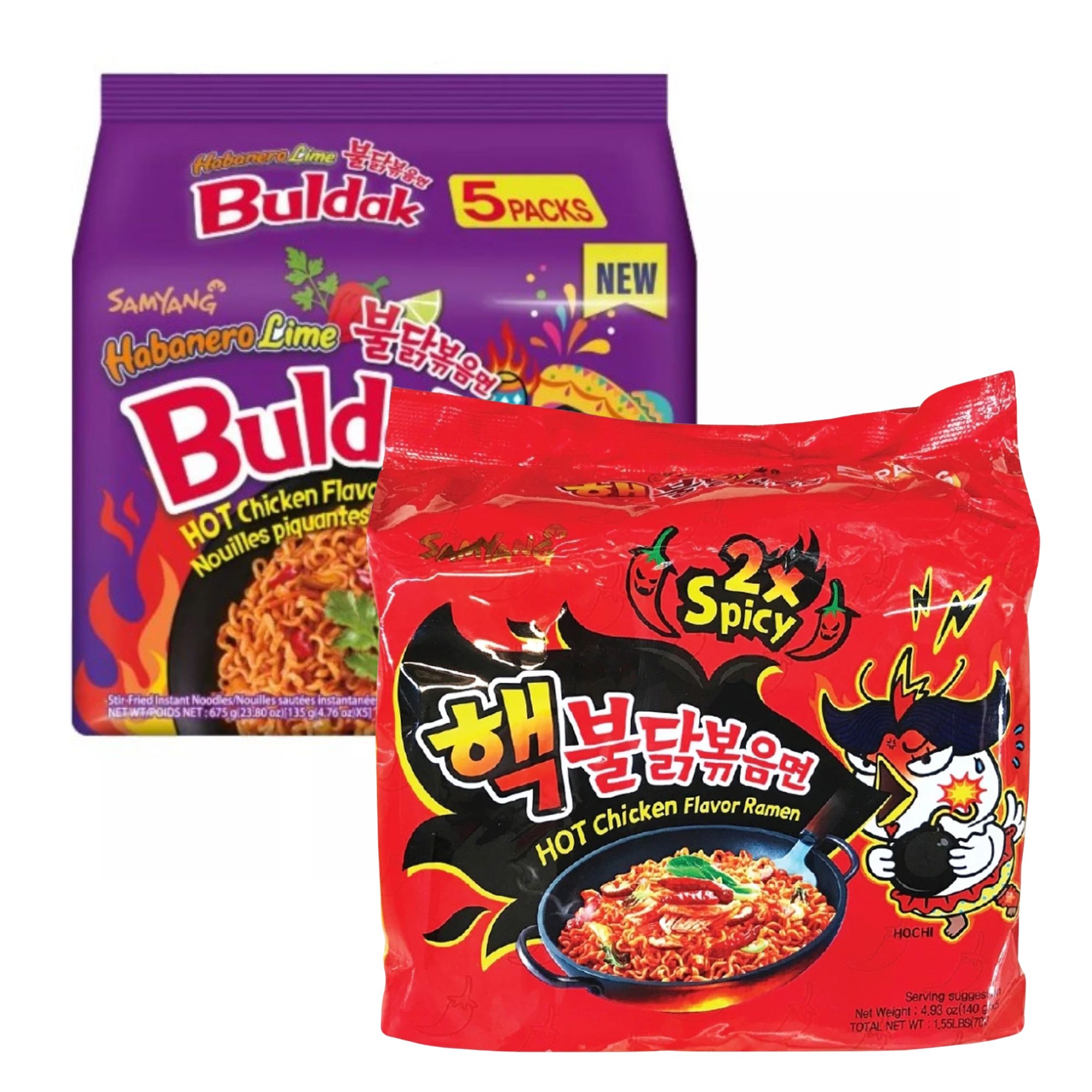 Sopa Instantánea Ramen Coreana Buldak Surtidos 10 Piezas Doble Picante y Habanero