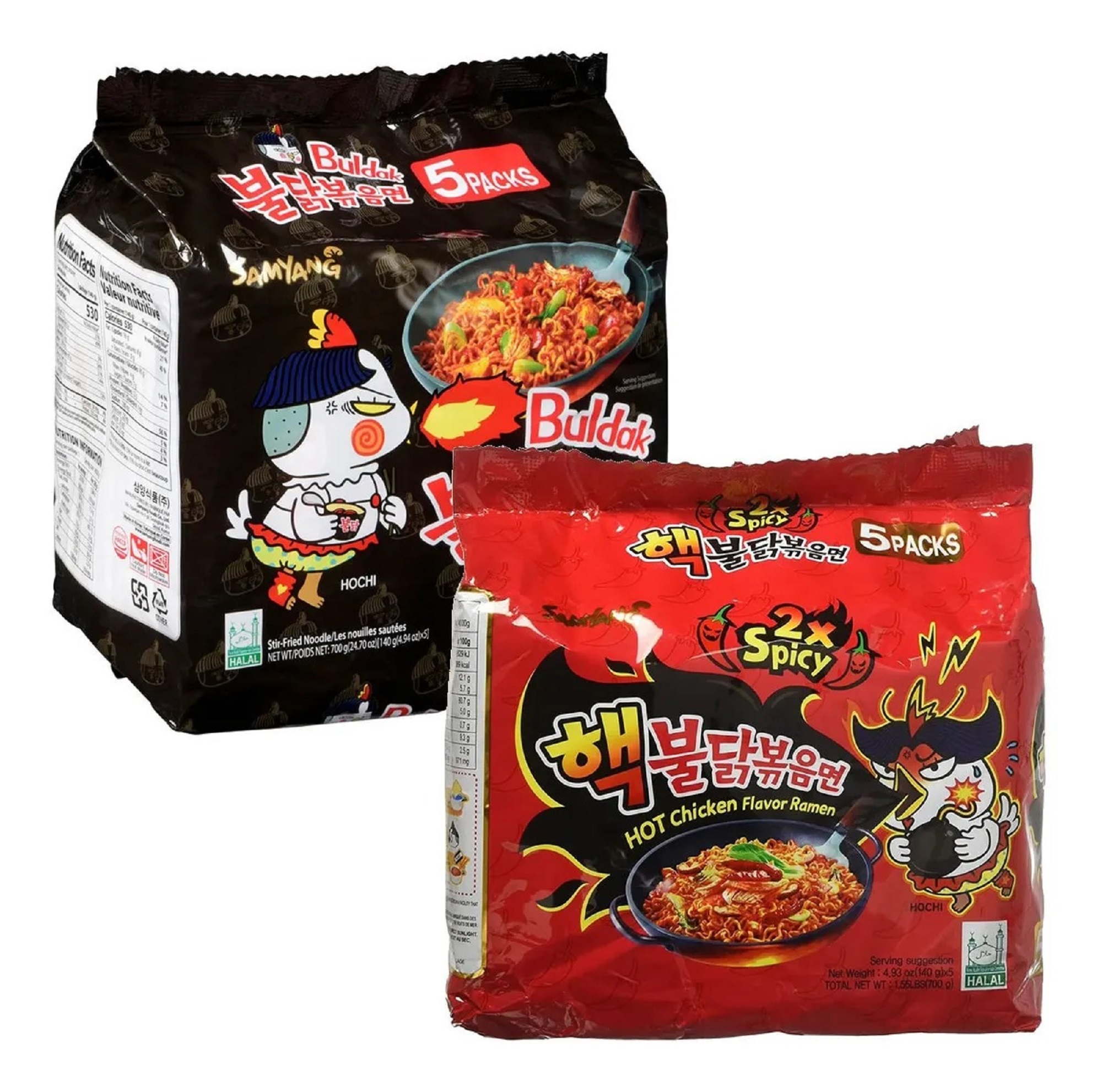 Sopa Instantánea Ramen Coreana Buldak Surtidos 10 Piezas Original y Doble Picante
