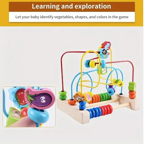 Laberinto Didáctico De Madera Juego De Destreza Pulsómetro cuentas de frutas y verduras