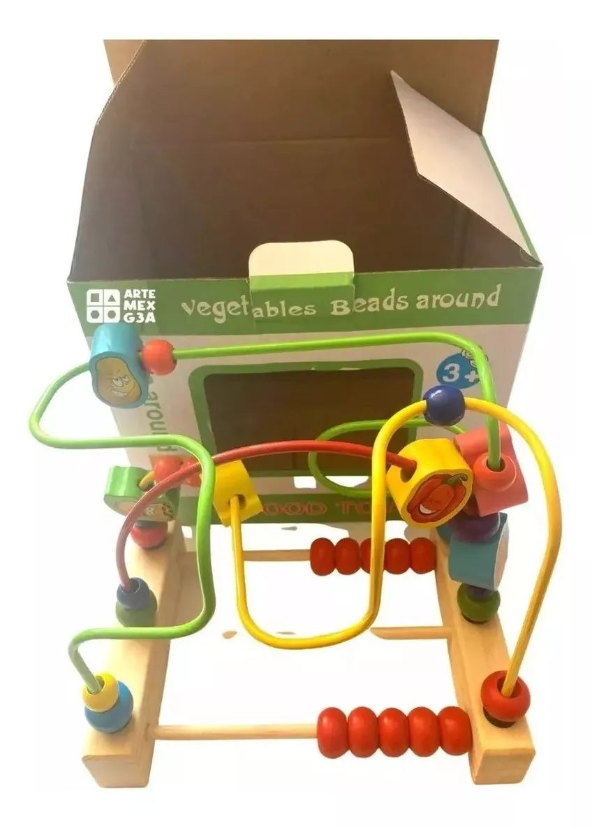 Laberinto Didáctico De Madera Juego De Destreza Pulsómetro cuentas de frutas y verduras