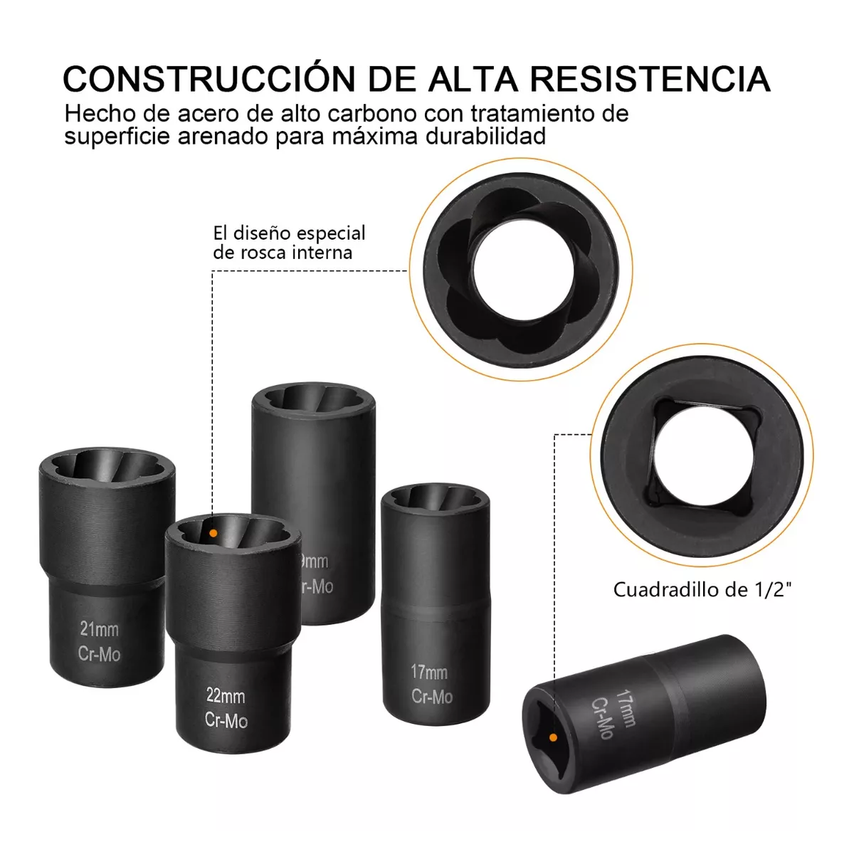 Juego De Extractores 1/2'' Para Quitar Tuercas Barridas