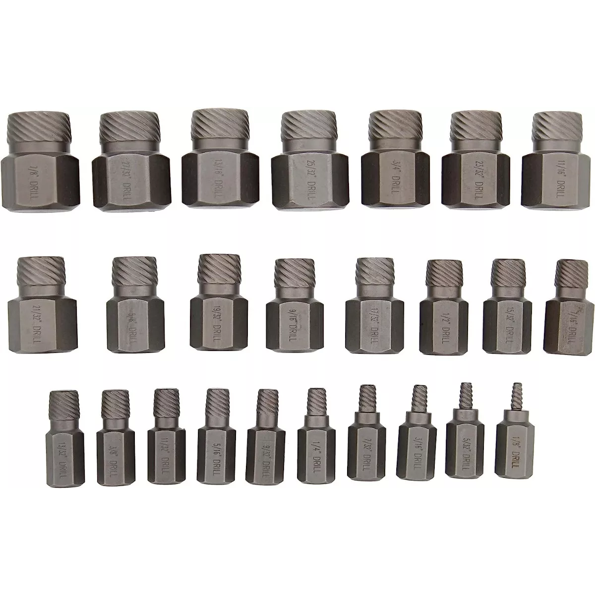 Juego Extractor De Tornillos Birlos Pernos Rotos Cr-mo 25pcs