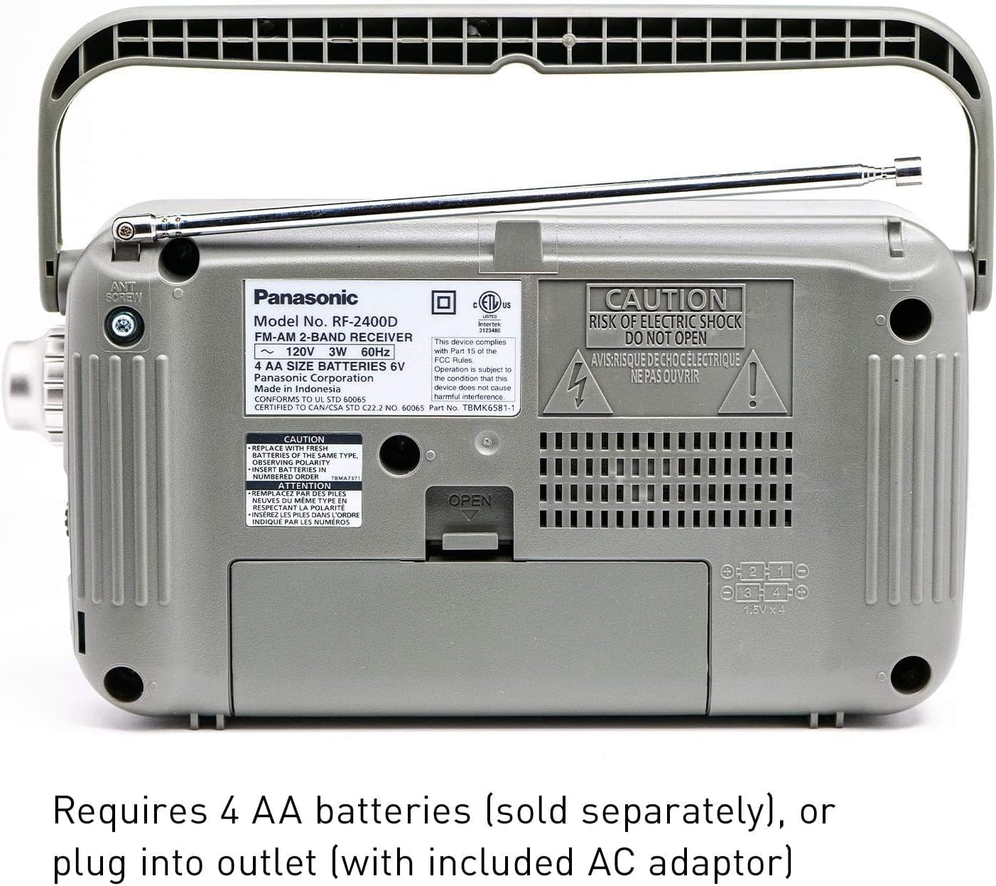 Radio Portatil Panasonic Rf-2400 AM FM funciona con Pilas o Corriente eléctrica.