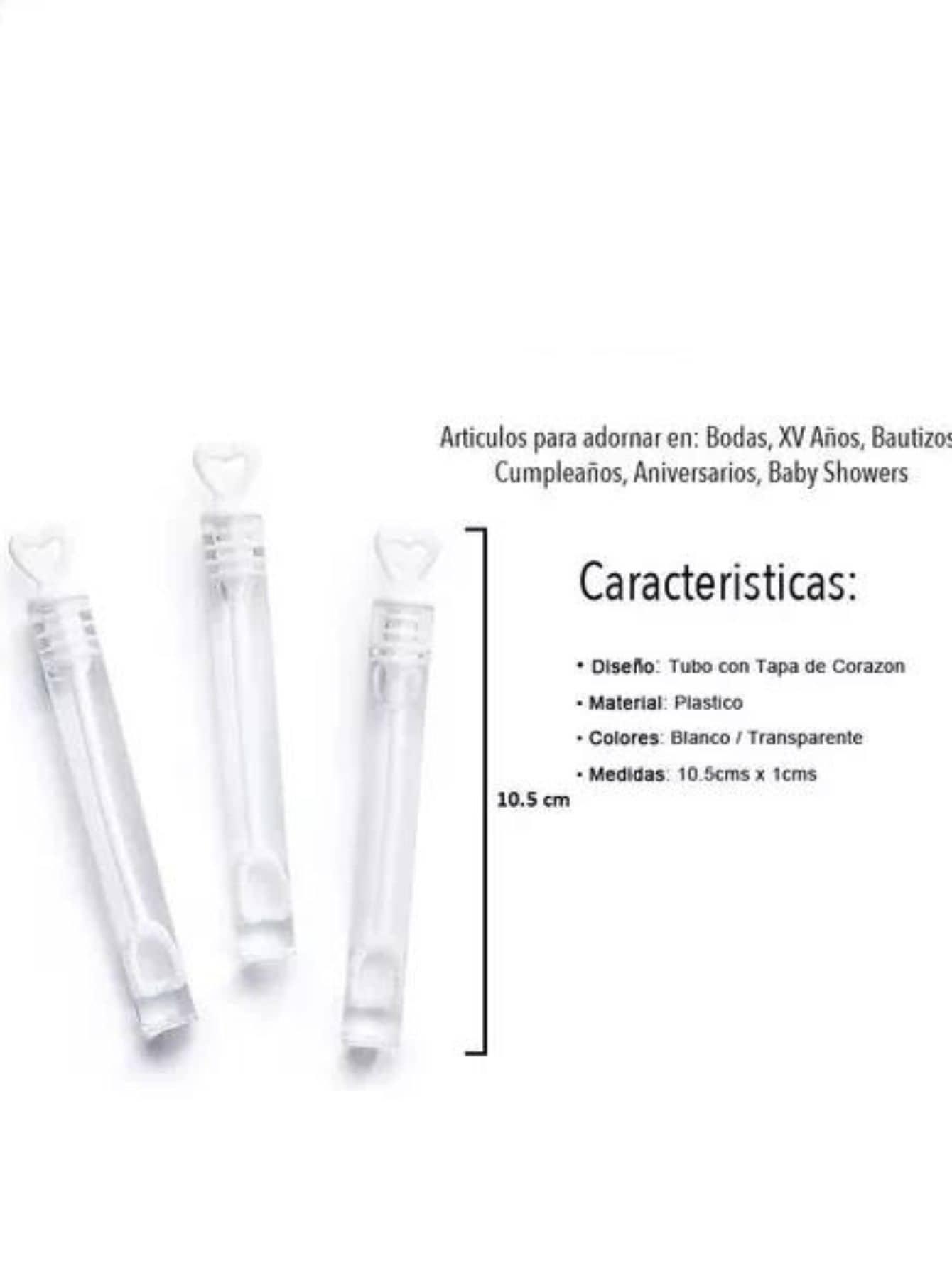 48 Burbujas Tubo Burbujero Corazón Blanco Fiesta Evento Boda