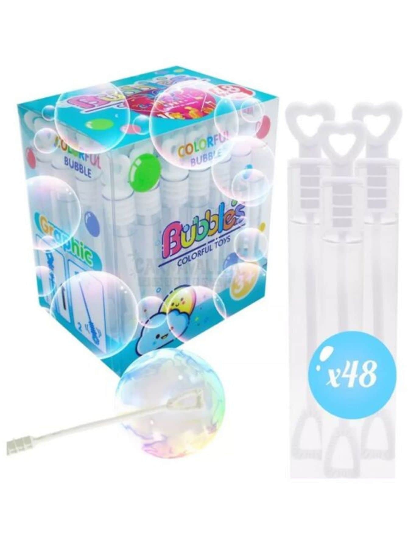 48 Burbujas Tubo Burbujero Corazón Blanco Fiesta Evento Boda