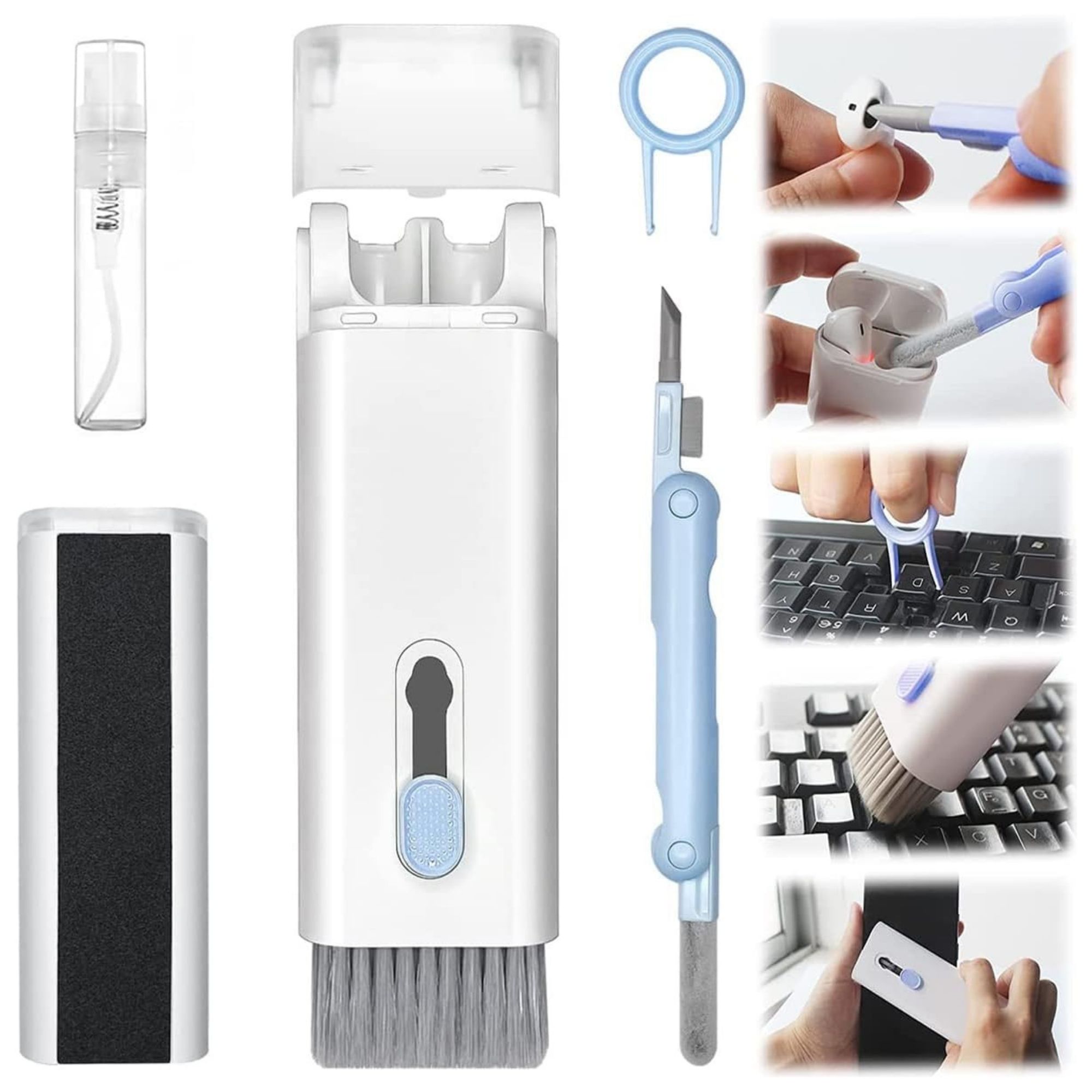 LIMPIADOR AIRPODS KIT DE LIMPIEZA CAMARA ECOMLAB LIMPIADOR 7 EN 1 AZUL.