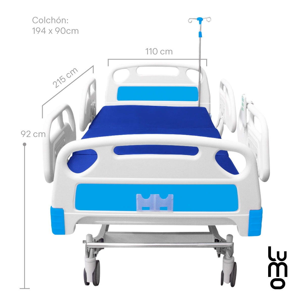 Cama Hospitalaria Electrica Porta Suero  con Colchon Espuma