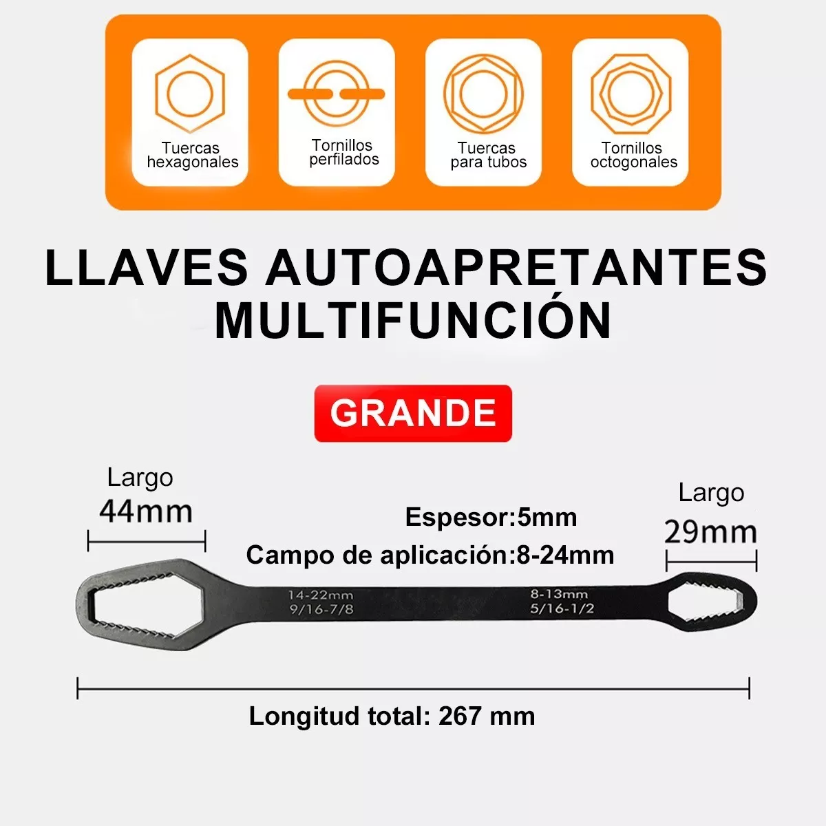 Llave Inglesa Universal Ajustable De Doble Boca 3-17/8-24mm