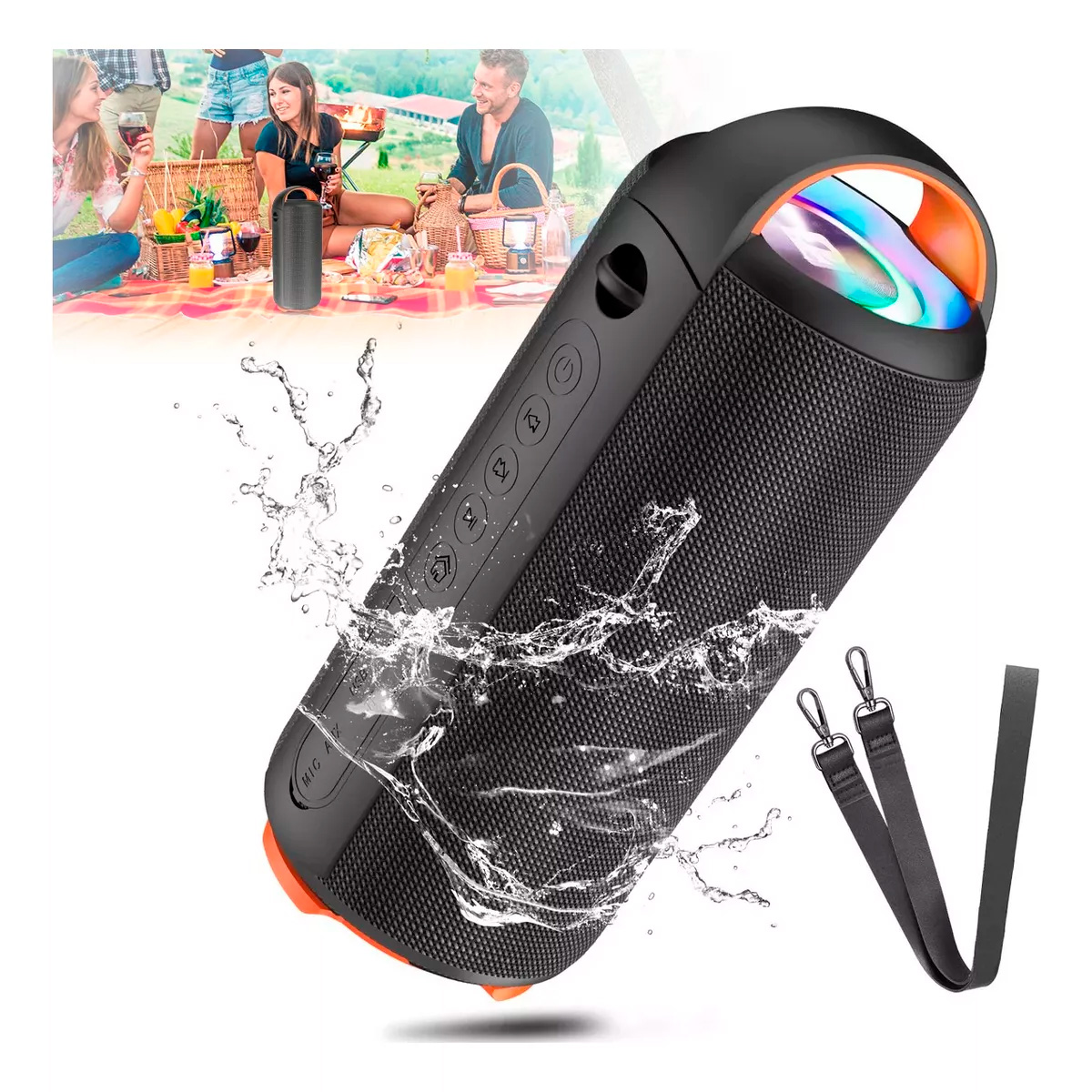 Bocina Bluetooth Altavoz Rgb Portátil Impermeable Recargable