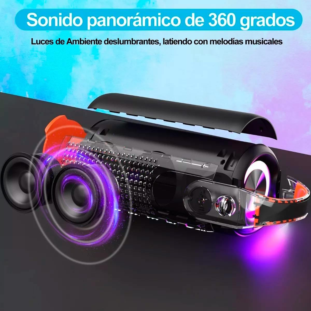 Bocina Bluetooth Altavoz Rgb Portátil Impermeable Recargable