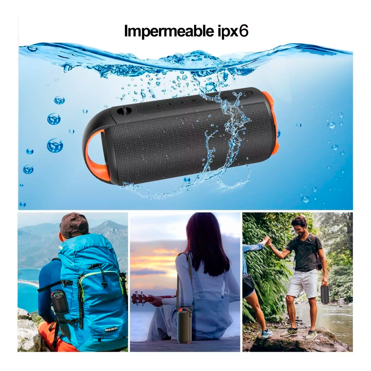Bocina Bluetooth Altavoz Rgb Portátil Impermeable Recargable