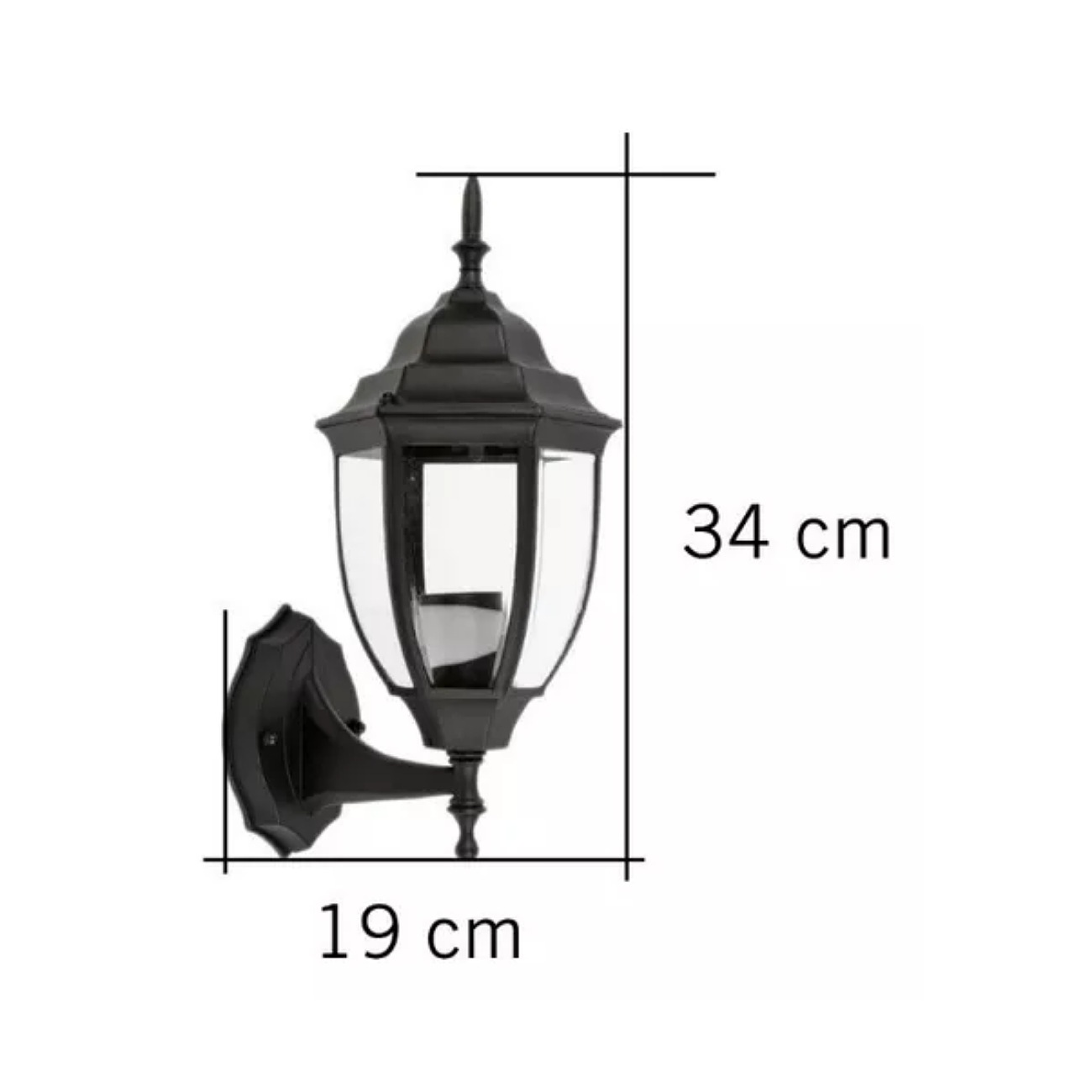 Farol Decorativo Español Negro De Aluminio Con Cristal Templado Para Exterior Rosca E26 Luminario Pared Muro LF6CD/N Geopower