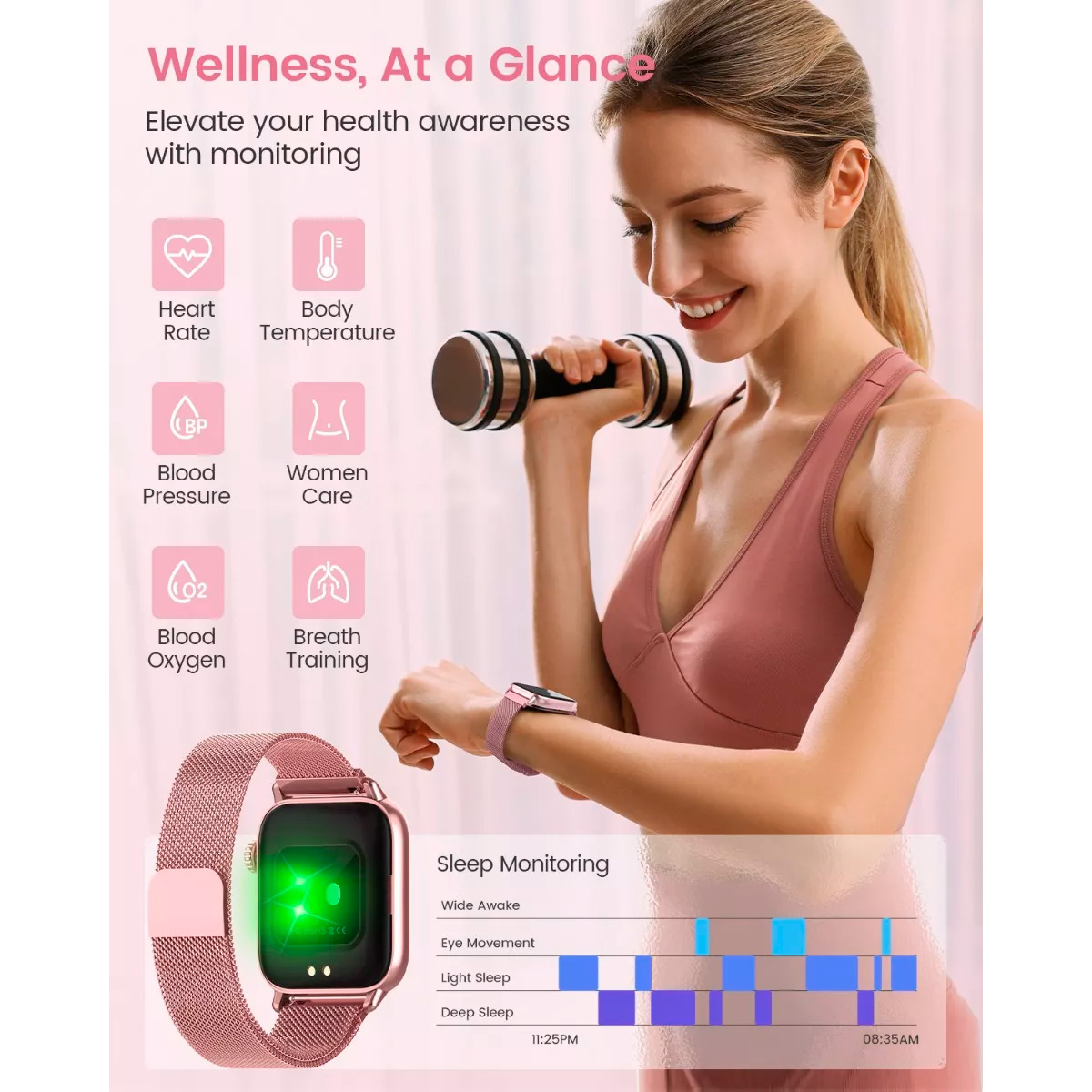 Reloj Inteligente Deportivo G39 Rosa Petukita Box