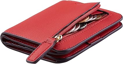 A Cartera Mujer Pequeño con RFID Bloquea, Mini Monedero Bifold para Tarjetas, Billetera de Piel Plegable con Bolsillo, Tarjetero Minimalista con Ventana de Identificación para Chica Mujer.