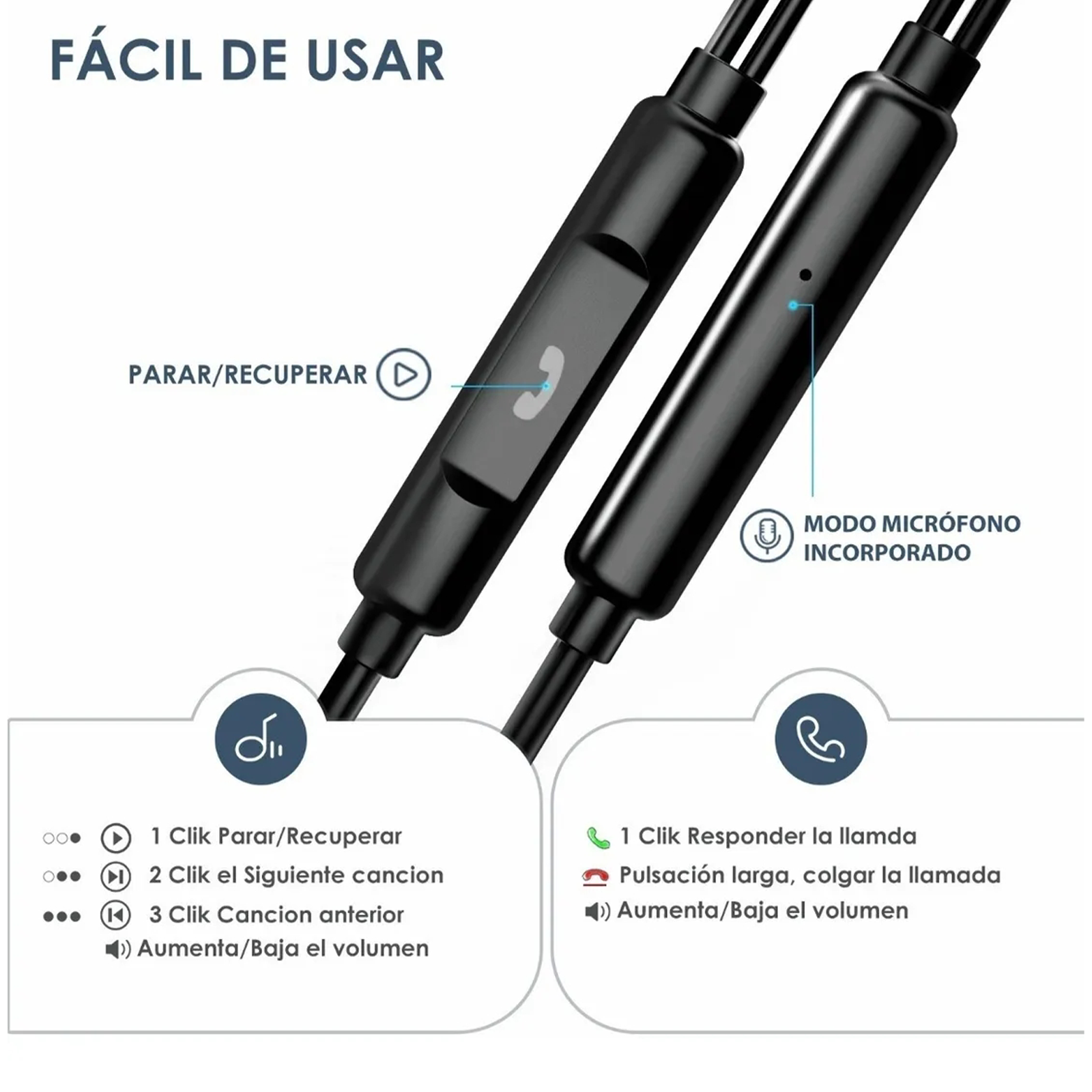 1Hora Audifonos Alambricos 3.5mm AUT122