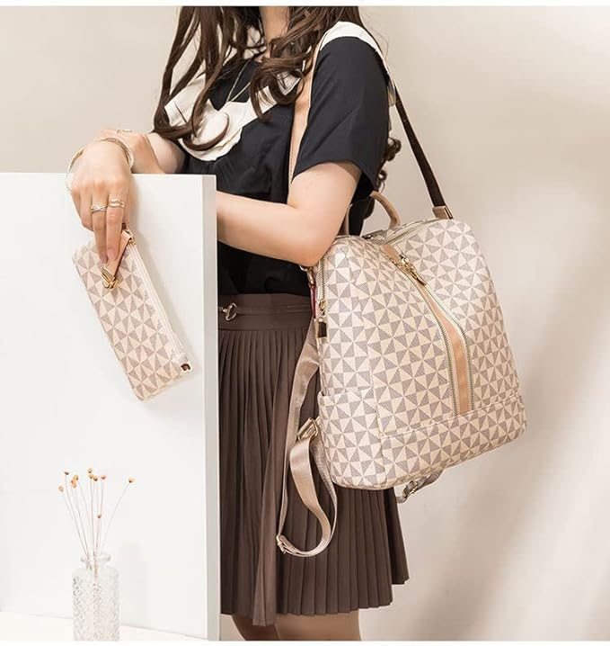 A Mochilas para Mujer,Bolsa Tipo Mochila para Dama, 2 Piezas Mochilas Antirrobo para Mujer,Mochila de Moda Casual,Gran Capacidad Mochila de Viaje,El Regalo Perfecto para Mujeres y Chicas