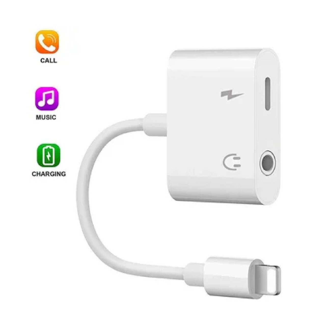 Adaptador Lightning a Auxiliar Auriculares 3.5mm y Carga