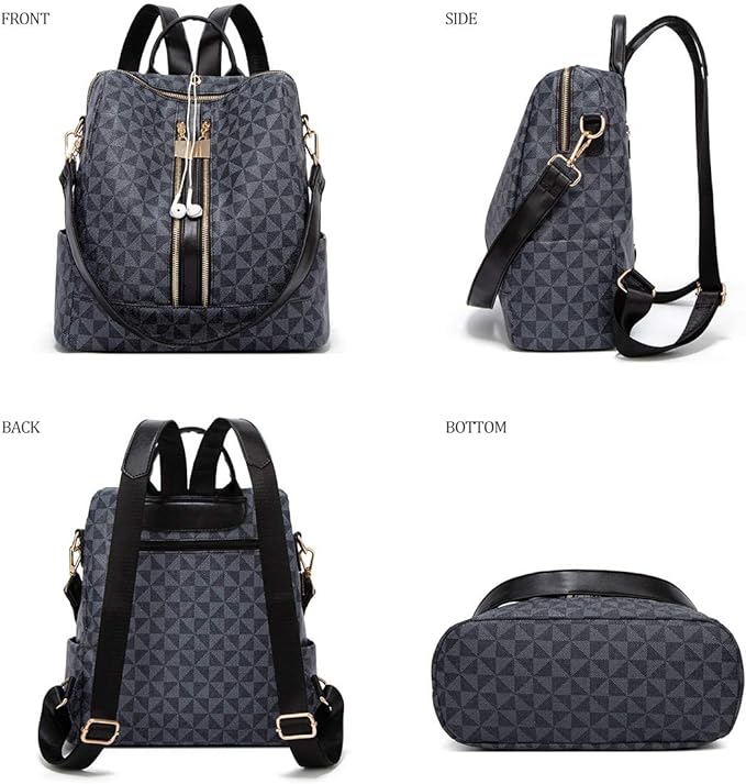 A Mochilas para Mujer,Bolsa Tipo Mochila para Dama, 2 Piezas Mochilas Antirrobo para Mujer,Mochila de Moda Casual,Gran Capacidad Mochila de Viaje,El Regalo Perfecto para Mujeres y Chicas.