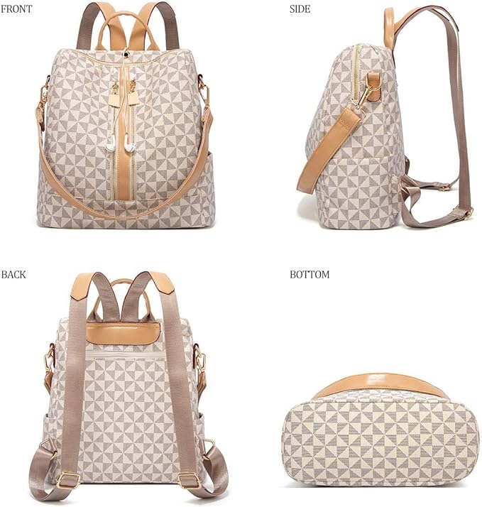 A Mochilas para Mujer,Bolsa Tipo Mochila para Dama, 2 Piezas Mochilas Antirrobo para Mujer,Mochila de Moda Casual,Gran Capacidad Mochila de Viaje,El Regalo Perfecto para Mujeres y Chicas