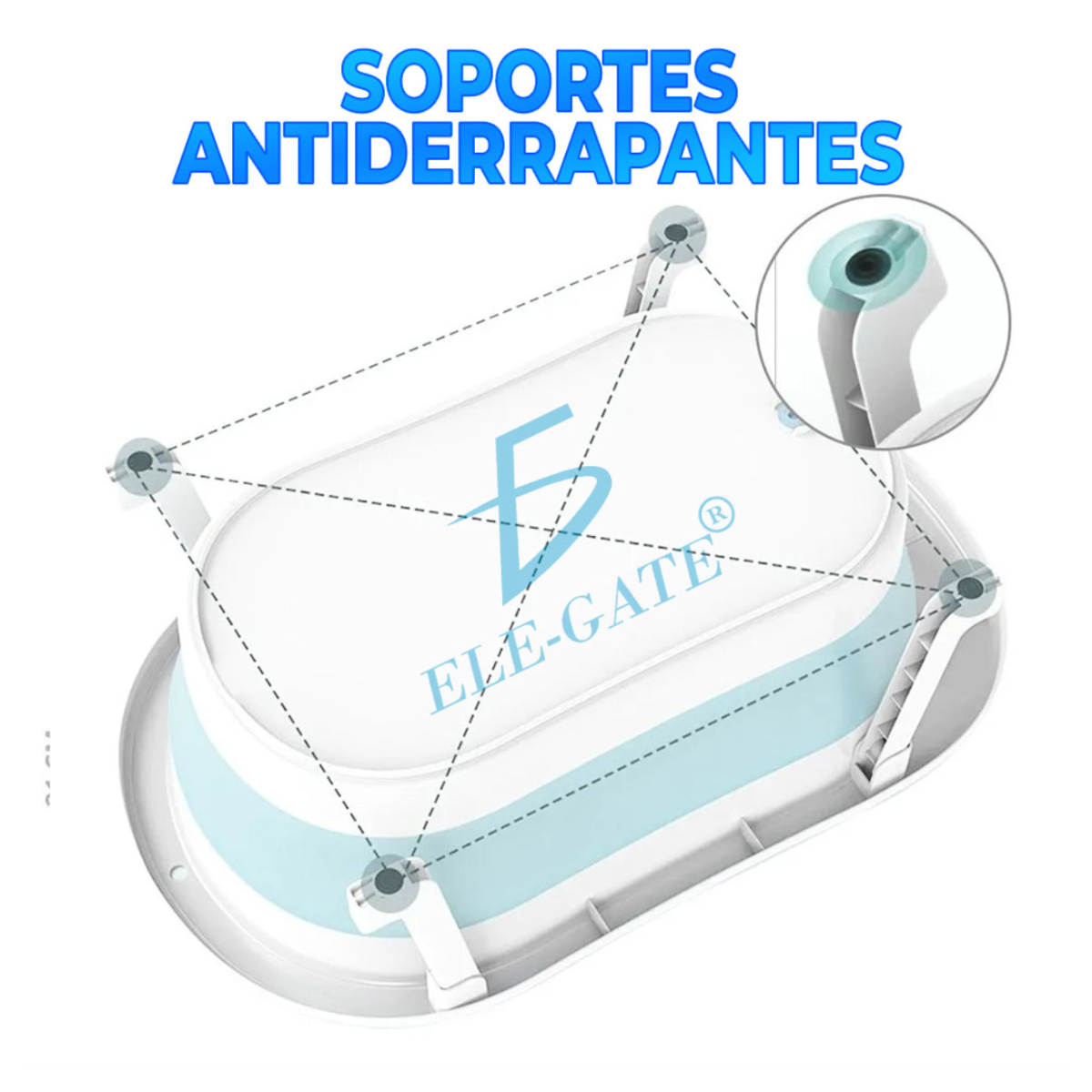 Bañera Tina de baño para bebé plegable y portátil con termómetro de agua.