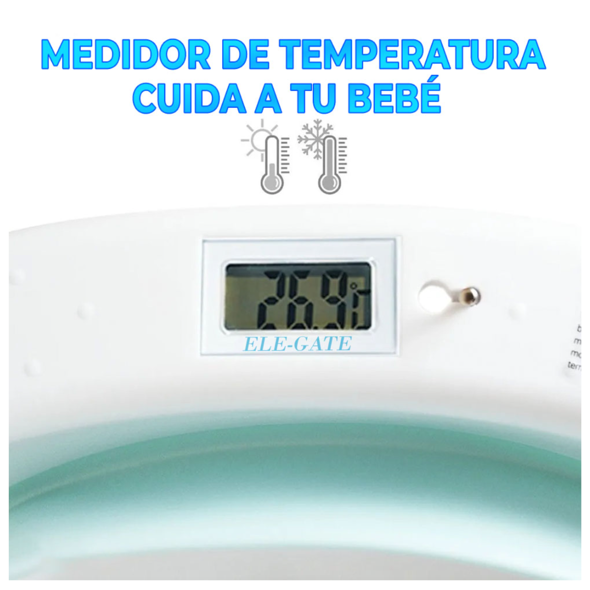 Bañera Tina de baño para bebé plegable y portátil con termómetro de agua.