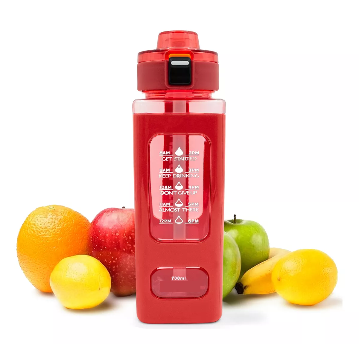 Termo Botella De Agua Multifuncional Con Pajita De 700ml Rojo