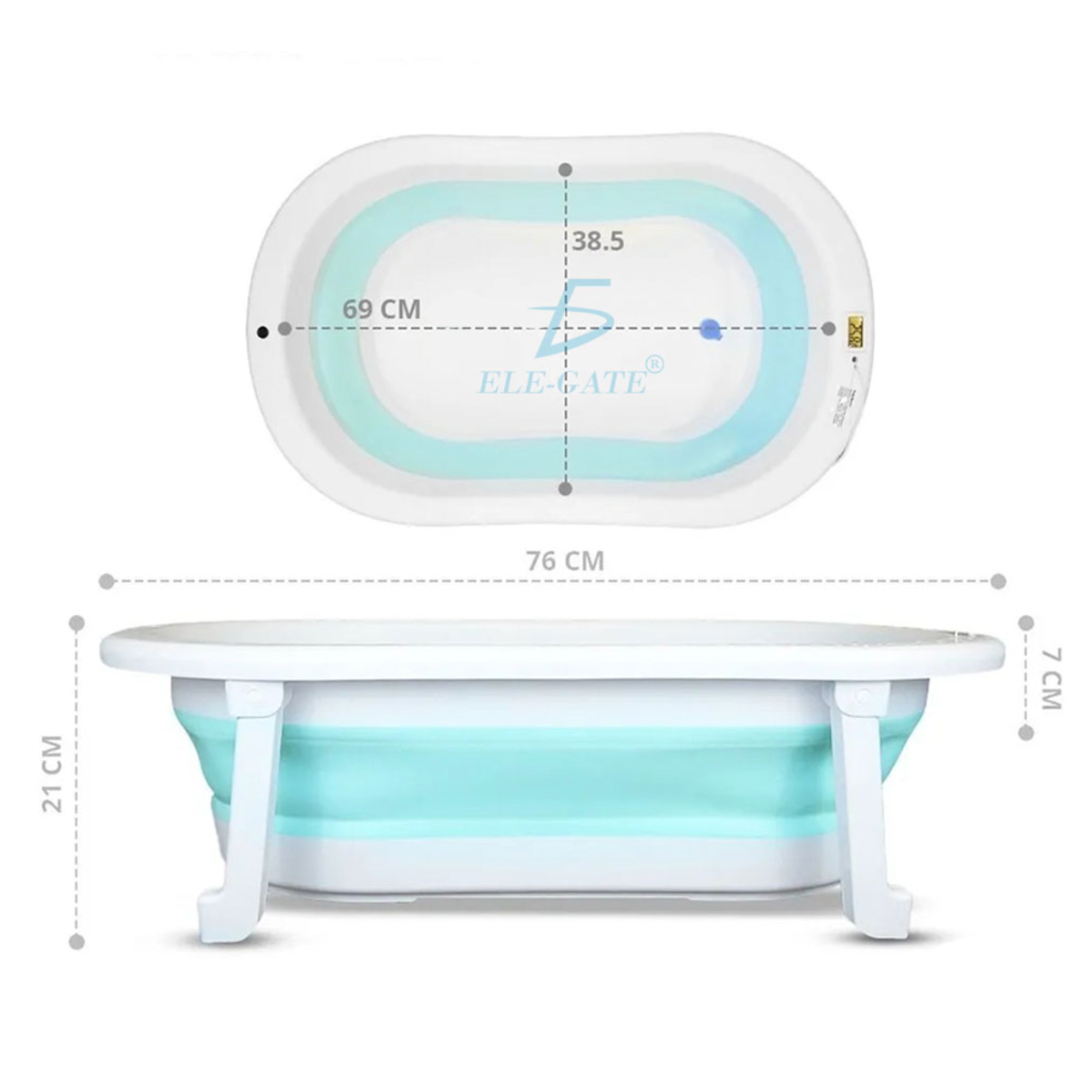 Bañera Tina de baño para bebé plegable y portátil con termómetro de agua.