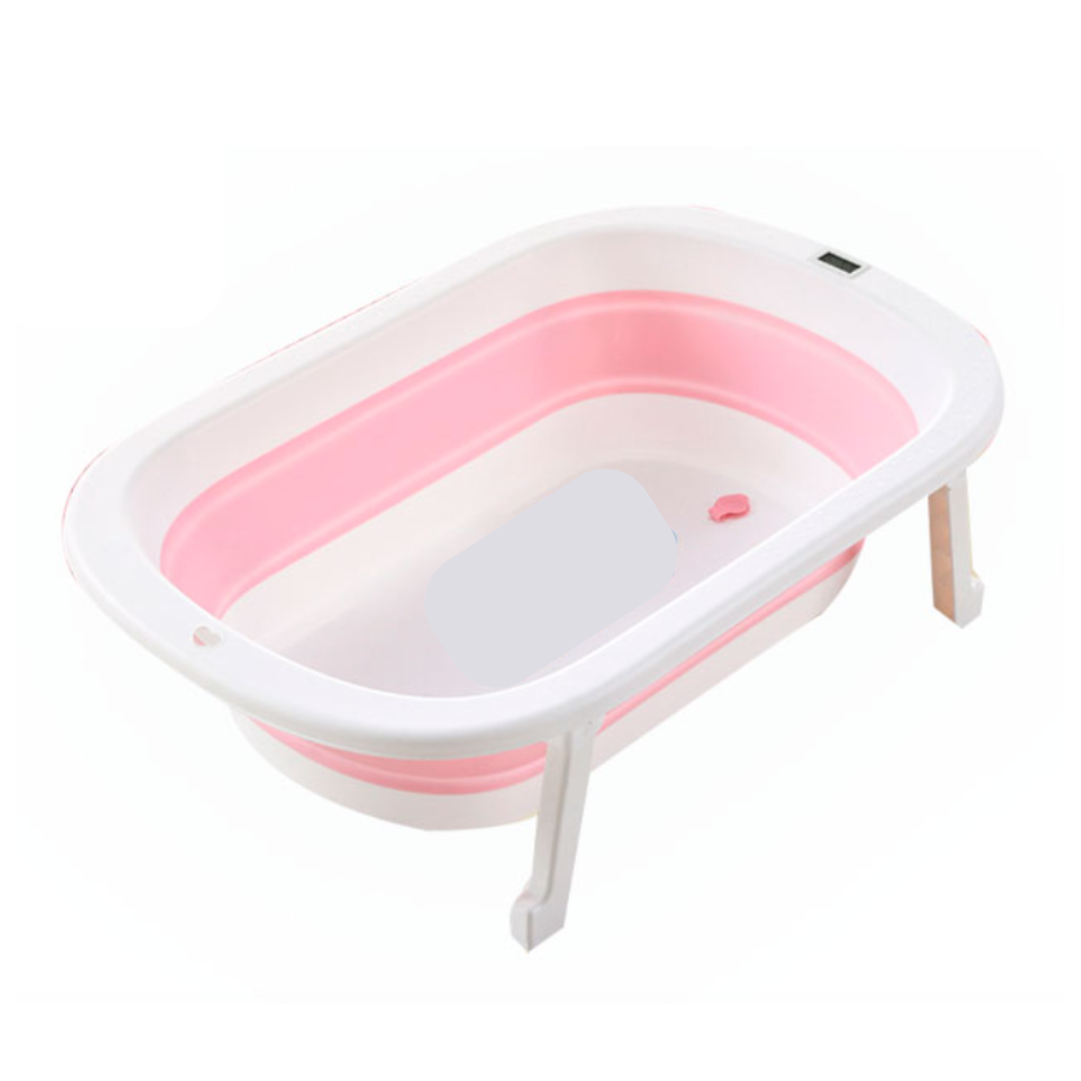 Bañera Tina de baño para bebé plegable y portátil con termómetro de agua Color Rosa.