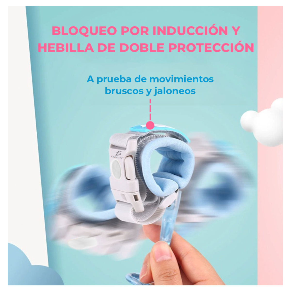 Pulsera de Seguridad con Llave para Niños Pequeños Ajustable y Elástica Color Azul