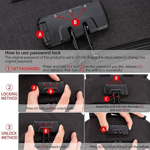 A Mochila antirrobo, Mochila Impermeable,DOXUNGOO Mochila para portátil Hombre Mujer Mochila Aire Libre paracon bloqueo y con USB Puerto y puerto audífonos para Laptop hasta 15.6 pulgadas (negro)