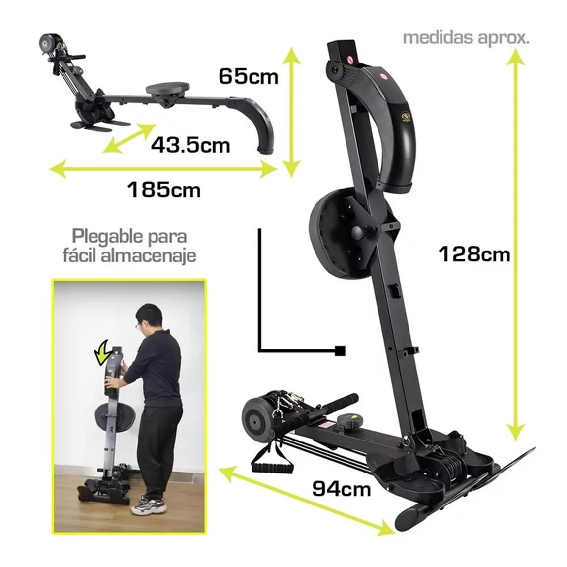 Remadora con ligas,maquina de remo plegable