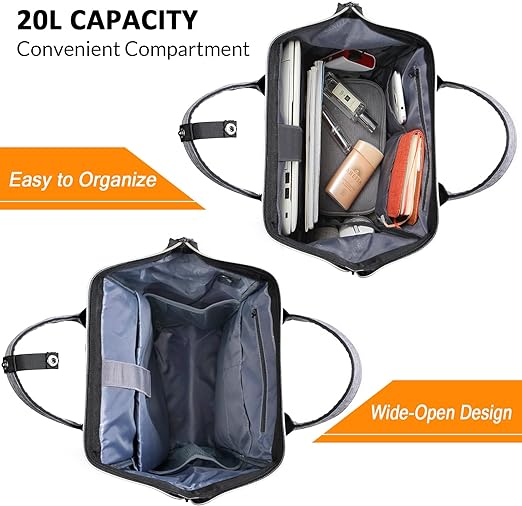 A Ytonet Mochila para Laptop Mujer，Mochila Impermeable y Resistente，Mochila Universitaria de 15.6 Pulgadas con Puerto USB，Mochila Ejecutiva de Trabajo, Backpack, Gris